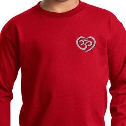 Kids Yoga Shirt OM Heart Pocket Print Long Sleeve Tee T-Shirt