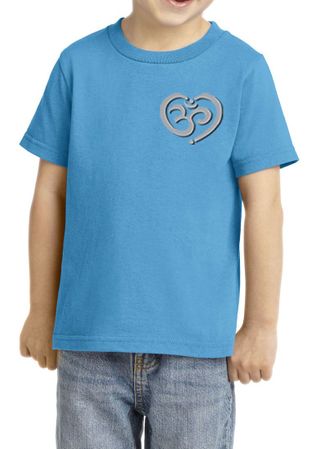 Kids Yoga Shirt OM Heart Pocket Print Toddler Tee T-Shirt
