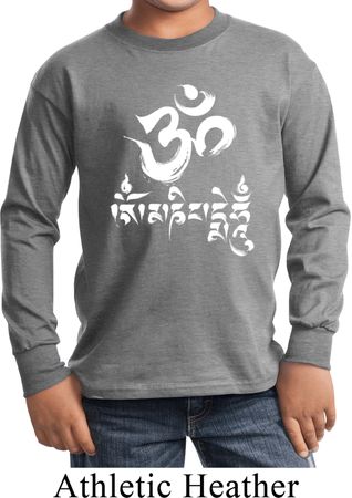 Kids Yoga Shirt OM Mani Padme Hum Long Sleeve Tee T-Shirt