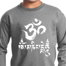 Kids Yoga Shirt OM Mani Padme Hum Long Sleeve Tee T-Shirt