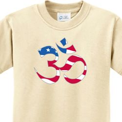 Kids Yoga Shirt Patriotic Om Tee T-Shirt
