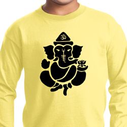 Kids Yoga Shirt Shadow Ganesha Long Sleeve Tee T-Shirt