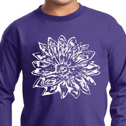 Kids Yoga Shirt Sketch Lotus Long Sleeve Tee T-Shirt