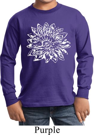 Kids Yoga Shirt Sketch Lotus Long Sleeve Tee T-Shirt