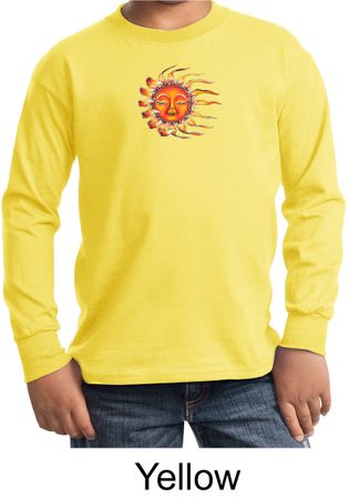 Kids Yoga Shirt Sleeping Sun Meditation Youth Long Sleeve Shirt