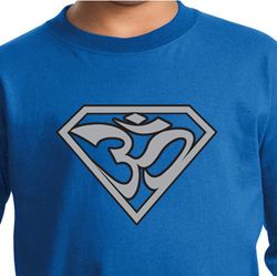 Kids Yoga Shirt Super OM Youth Long Sleeve Shirt