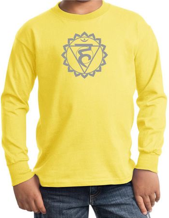 Kids Yoga Shirt Vishuddha Chakra Meditation Youth Long Sleeve Shirt