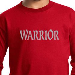 Kids Yoga Shirt Warrior Text Long Sleeve Tee T-Shirt