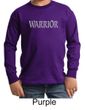 Kids Yoga Shirt Warrior Text Long Sleeve Tee T-Shirt