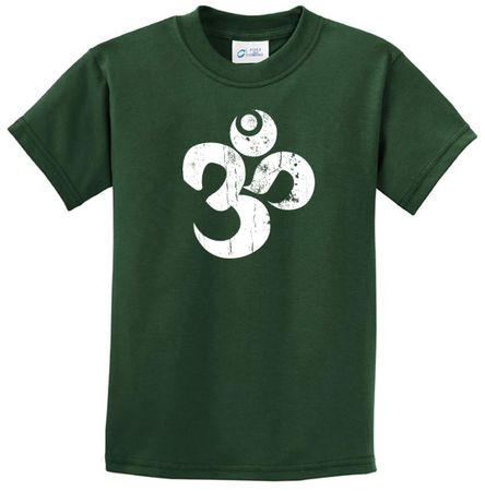 Kids Yoga Shirt White Distressed OM Tee T-Shirt