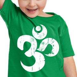 Kids Yoga Shirt White Distressed OM Toddler Tee T-Shirt