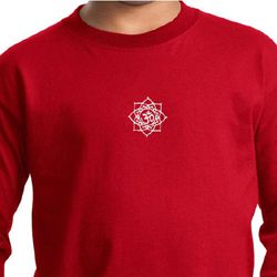 Kids Yoga Shirt White Lotus OM Patch Long Sleeve Tee T-Shirt