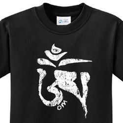 Kids Yoga Shirt White Tibetan Om Tee T-Shirt