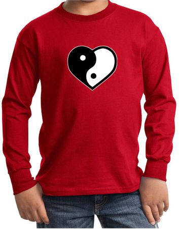 Kids Yoga Shirt Yin Yang Heart Long Sleeve Tee T-Shirt