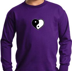 Kids Yoga Shirt Yin Yang Heart Small Print Long Sleeve Tee T-Shirt