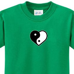 Kids Yoga Shirt Yin Yang Heart Small Print Tee T-Shirt