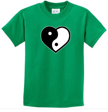 Kids Yoga Shirt Yin Yang Heart Tee T-Shirt