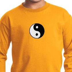 Kids Yoga Shirt Yin Yang Patch Small Print Long Sleeve Tee T-Shirt