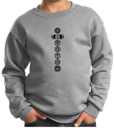 Kids Yoga Sweatshirt 7 Chakras Black Print Youth Sweat Shirt