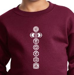 Kids Yoga Sweatshirt 7 Chakras White Print Youth Sweat Shirt