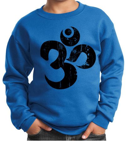 Kids Yoga Sweatshirt Black Distressed OM Sweat Shirt