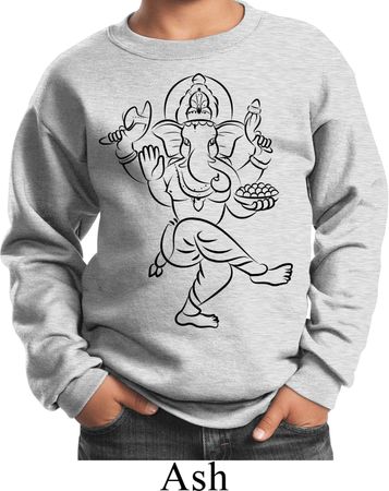 Kids Yoga Sweatshirt Black Sketch Ganesha Youth Sweat Shirt