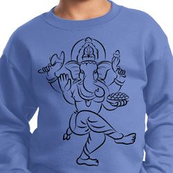 Kids Yoga Sweatshirt Black Sketch Ganesha Youth Sweat Shirt