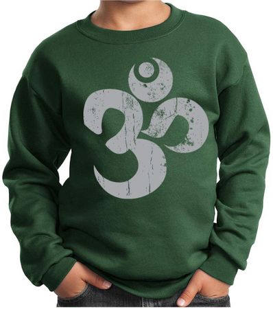Kids Yoga Sweatshirt Grey Distressed OM Sweat Shirt
