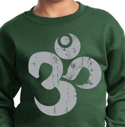 Kids Yoga Sweatshirt Grey Distressed OM Sweat Shirt