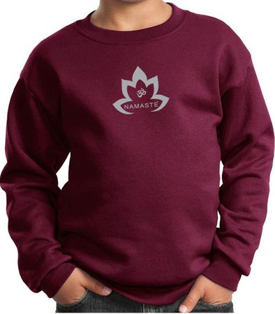 Kids Yoga Sweatshirt Grey Namaste Lotus Sweat Shirt