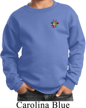 Kids Yoga Sweatshirt Hippie Sun Patch Pocket Print Sweat Shirt