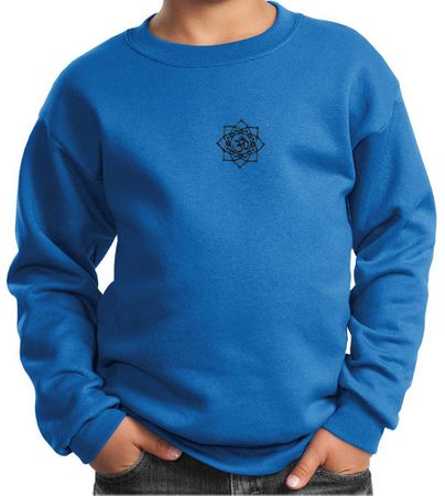 Kids Yoga Sweatshirt Black Lotus OM Patch Small Print Sweat Shirt