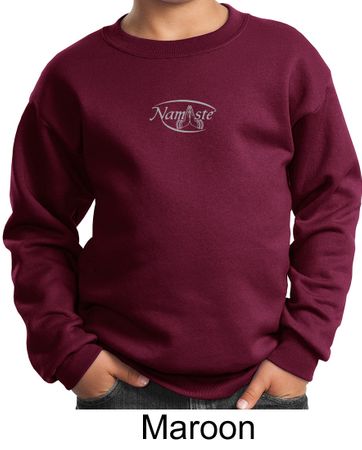 Kids Yoga Sweatshirt Namaste Small Print Youth Sweat Shirt