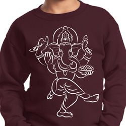 Kids Yoga Sweatshirt Sketch Ganesha White Print Youth Sweat Shirt
