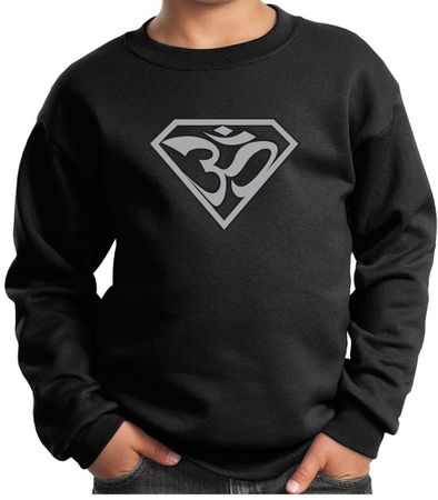 Kids Yoga Sweatshirt Super OM Youth Sweat Shirt