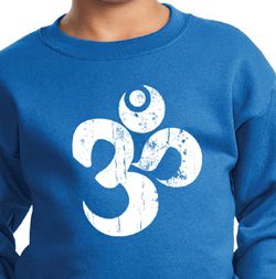 Kids Yoga Sweatshirt White Distressed OM Sweat Shirt