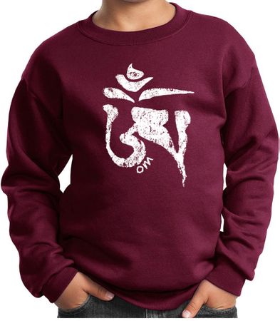 Kids Yoga Sweatshirt White Tibetan Om Sweat Shirt