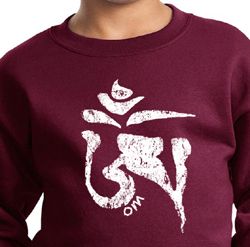Kids Yoga Sweatshirt White Tibetan Om Sweat Shirt