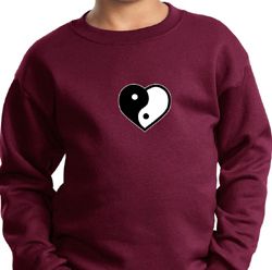 Kids Yoga Sweatshirt Yin Yang Heart Small Print Sweat Shirt