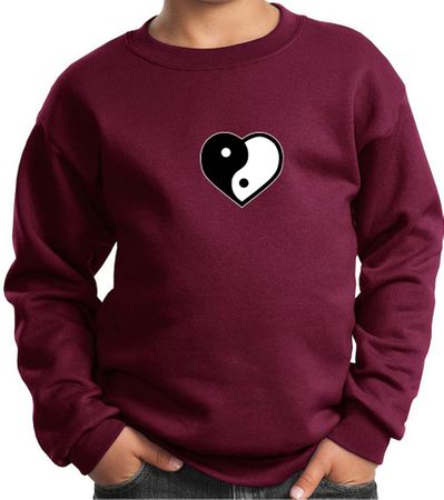Kids Yoga Sweatshirt Yin Yang Heart Small Print Sweat Shirt