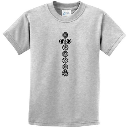 Kids Yoga T-shirt 7 Chakras Black Print Youth Tee