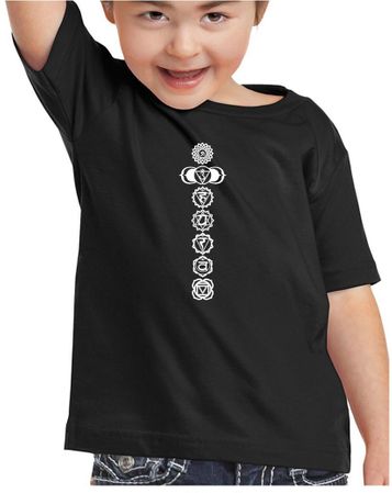Kids Yoga T-Shirt 7 Chakras White Print Toddler Tee