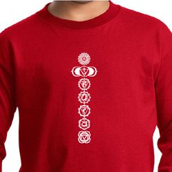 Kids Yoga T-Shirt 7 Chakras White Print Youth Long Sleeve Shirt