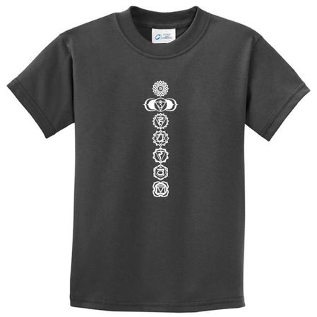 Kids Yoga T-shirt 7 Chakras White Print Youth Tee