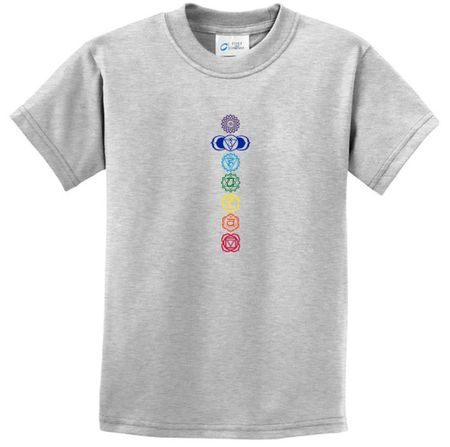 Kids Yoga T-shirt 7 Colored Chakras Youth Tee