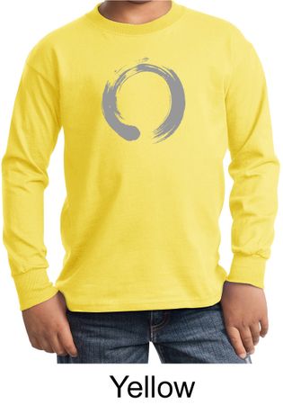 Kids Yoga T-shirt Enso Zen Meditation Youth Long Sleeve Shirt