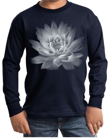 Kids Yoga T-Shirt Lotus Flower Youth Long Sleeve Shirt