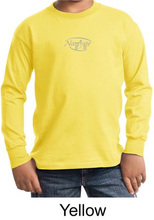 Kids Yoga T-shirt Namaste Small Print Youth Long Sleeve Shirt
