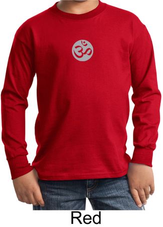 Kids Yoga T-shirt Om Symbol Small Print Youth Long Sleeve Shirt