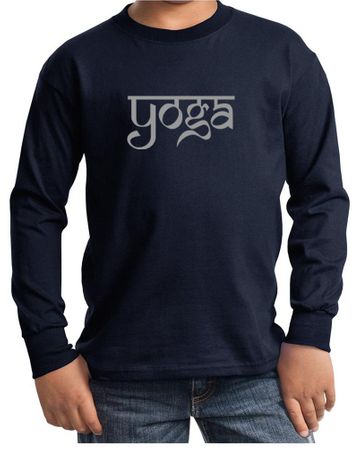 Kids Yoga T-shirt Sanskrit Yoga Text Youth Long Sleeve Shirt